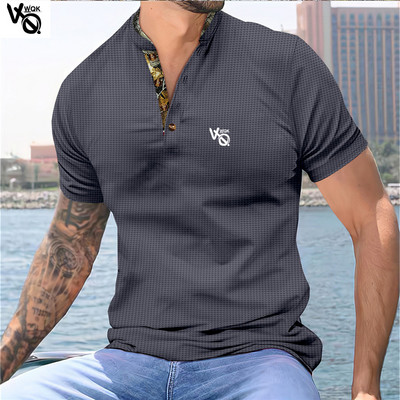 VQWQK Suvine uus meeste vabaaja lühikeste varrukatega polosärk kontorimood revääriga T-särk Meeste hingav polosärk Meeste riided