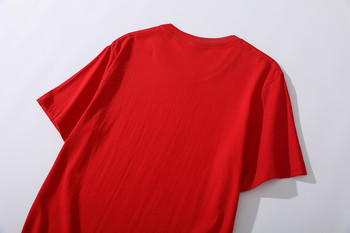 2024 Лятна памучна мъжка тениска с къс ръкав Мъжка тениска с къс ръкав Чистоцветно облекло тениски Горна тениска Мъжко облекло