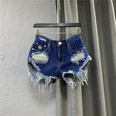 2023. aasta uued naiste rebenenud teksad, keskmise vöökohaga taskutega teksapüksid