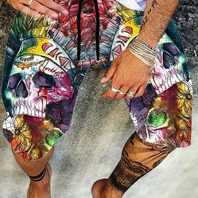 Uued 3D prinditud pealuu prindiga meeste sportlikud vabaaja hip-hopi lahedad lühikesed püksid suvised rannapüksid pluss suurusega S-5XL