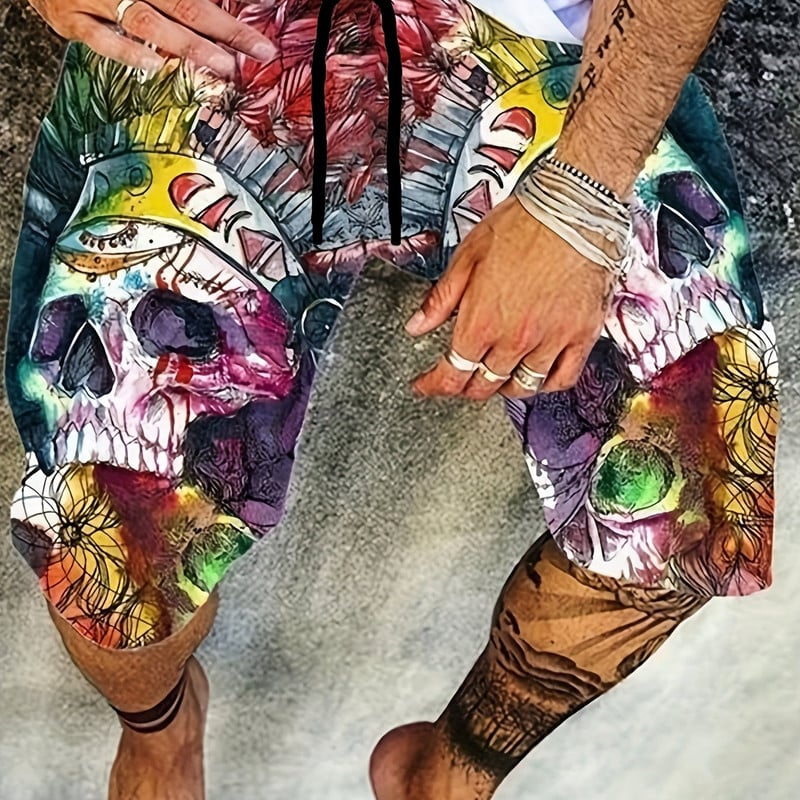 Uued 3D prinditud pealuu prindiga meeste sportlikud vabaaja hip-hopi lahedad lühikesed püksid suvised rannapüksid pluss suurusega S-5XL