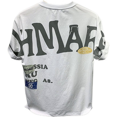Tricou pentru bărbați Bumbac fierbinte Nou în vară Top alb Îmbrăcăminte din poliester Imprimat Tricouri pentru bărbați Anime Streetwear O gât Galben V Gym