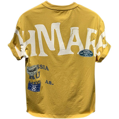 Tricou pentru bărbați Bumbac fierbinte Nou în vară Top alb Îmbrăcăminte din poliester Imprimat Tricouri pentru bărbați Anime Streetwear O gât Galben V Gym