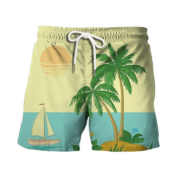 Къси панталони с 3D принт с палмово дърво Мъжки/дамски ежедневни модни плажни панталони Мъжки широки къси панталони Летни извънгабаритни унисекс облекла
