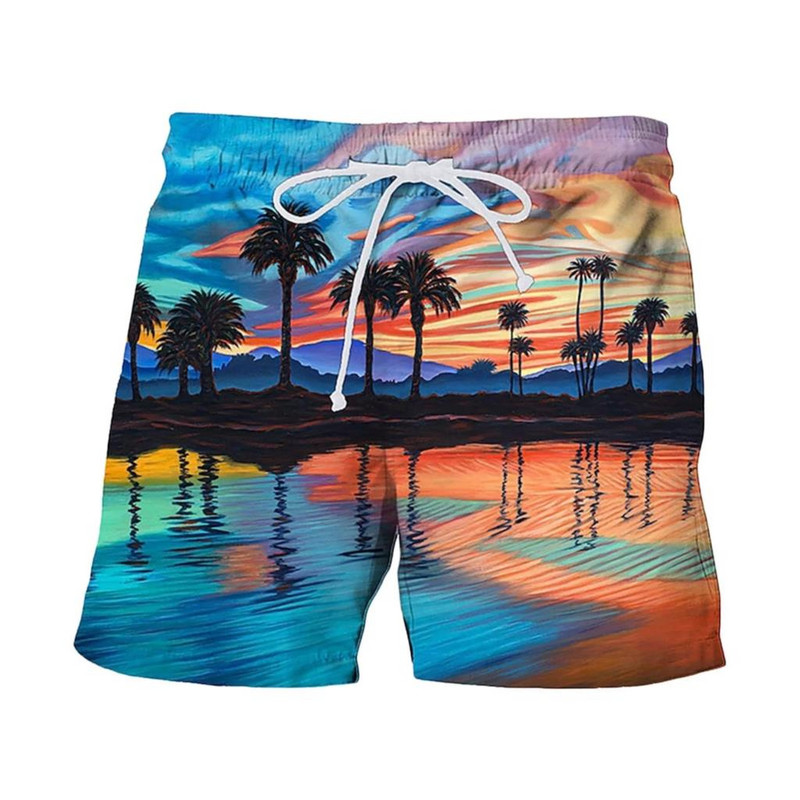Pantaloni scurți imprimați 3D cu motiv palmier Bărbați/femei Pantaloni de plajă ocazional la modă Pantaloni scurți largi pentru bărbați Îmbrăcăminte unisex supradimensionată de vară