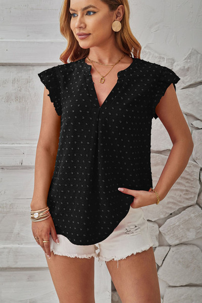 Tricou fără mâneci cu decolteu în V trandafir pentru femei Vestă solidă cu buline Office Lady Summer Elegant Tank Tops