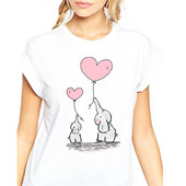 Kawaii drăguț elefant balon cu imprimeu tricou femei 2024 vară amuzant tricou cu mânecă scurtă Plus Size Casual Tops tricouri