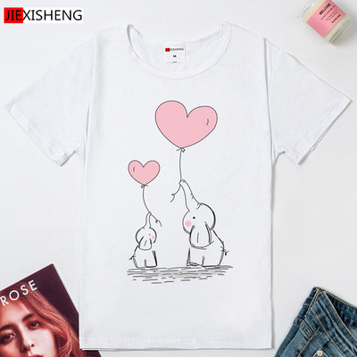 Kawaii drăguț elefant balon cu imprimeu tricou femei 2024 vară amuzant tricou cu mânecă scurtă Plus Size Casual Tops tricouri