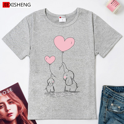 Kawaii drăguț elefant balon cu imprimeu tricou femei 2024 vară amuzant tricou cu mânecă scurtă Plus Size Casual Tops tricouri