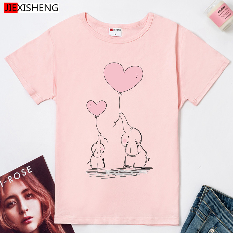 Kawaii drăguț elefant balon cu imprimeu tricou femei 2024 vară amuzant tricou cu mânecă scurtă Plus Size Casual Tops tricouri