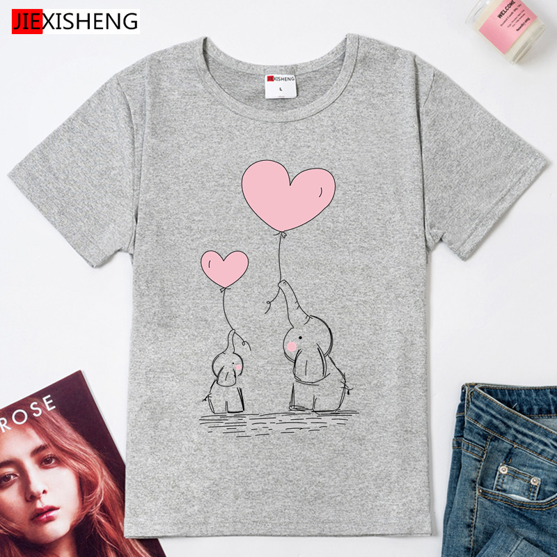 Kawaii drăguț elefant balon cu imprimeu tricou femei 2024 vară amuzant tricou cu mânecă scurtă Plus Size Casual Tops tricouri