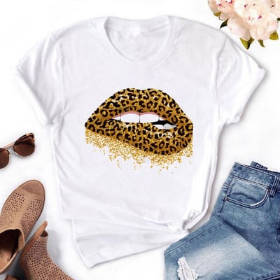 Naiste värvitud huultega värvitud T-särk, puuvillane, lühikeste varrukatega, ümara kaelusega, suvised topid, seksikas mood, uus, HH240