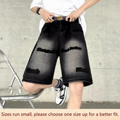 Ανδρικά σορτς με γράμματα κεντήματα, καλοκαιρινά ρετρό Water Washed Trendy Παντελόνι Street Style, βαμβακερό ίσιο σχέδιο κυλίνδρου