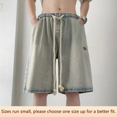 Vară, cu potrivire subțire, lejeră, casual, americană, retro, cu șnur, pantaloni în cinci puncte, stil bărbați, pantaloni scurți din bumbac, în formă de cilindru drept