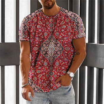 2023 Нова мъжка тениска 3d Vintage Етническа щампа Тениска Хип-хоп Пуловер с къс ръкав Голяма тениска Мъжко облекло Harajuku