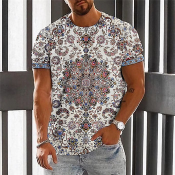 2023 Нова мъжка тениска 3d Vintage Етническа щампа Тениска Хип-хоп Пуловер с къс ръкав Голяма тениска Мъжко облекло Harajuku