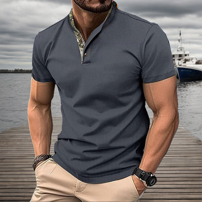 Suvine uus kuum müüa meeste polosärk kortsudevastase polo kraega, kontrastvärviga, lühikeste varrukatega vabaaja spordimood S