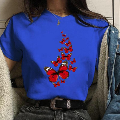Vicces pillangós divat nyomott ing női nyári személyre szabott kreatív pillangó mintás póló Aranyos pillangós póló