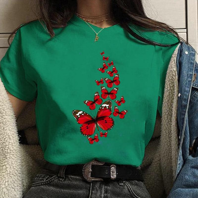 Vicces pillangós divat nyomott ing női nyári személyre szabott kreatív pillangó mintás póló Aranyos pillangós póló