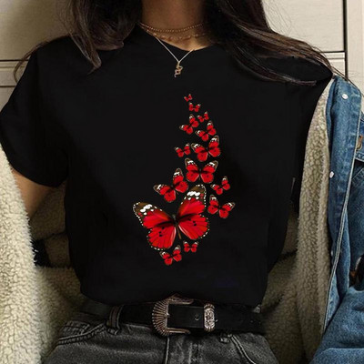 Vicces pillangós divat nyomott ing női nyári személyre szabott kreatív pillangó mintás póló Aranyos pillangós póló