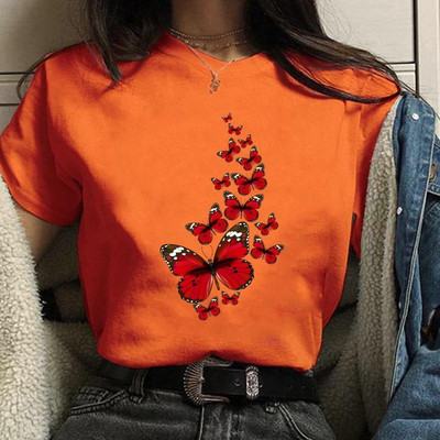 Vicces pillangós divat nyomott ing női nyári személyre szabott kreatív pillangó mintás póló Aranyos pillangós póló