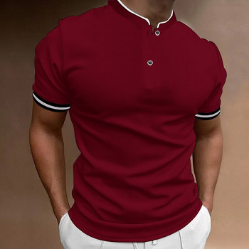 Нова мъжка класическа тениска с поло с къси ръкави, лятна горна част Ежедневна тениска с долна яка, голям S-XXXL