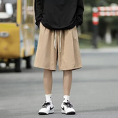 Široke ljetne ležerne kratke hlače Muška radna odjeća Trendy ravne uske hlače na pet točaka za plažu Pamučni materijal Neelastične kratke hlače