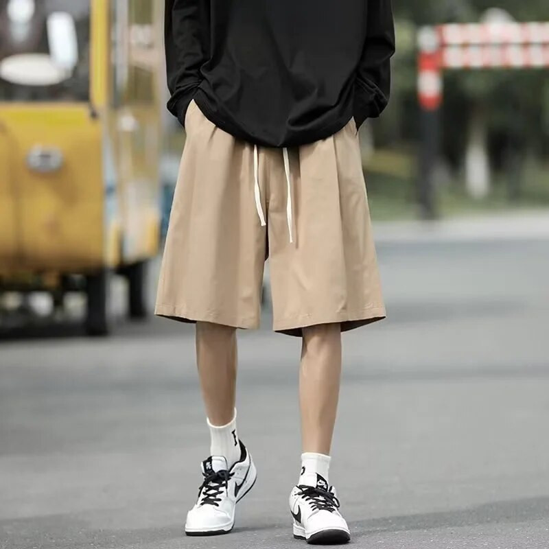 Široke ljetne ležerne kratke hlače Muška radna odjeća Trendy ravne uske hlače na pet točaka za plažu Pamučni materijal Neelastične kratke hlače