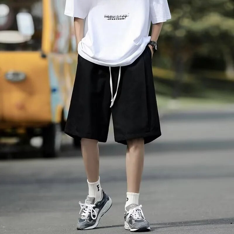 Široke ljetne ležerne kratke hlače Muška radna odjeća Trendy ravne uske hlače na pet točaka za plažu Pamučni materijal Neelastične kratke hlače