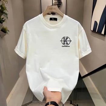 Ανδρικό γραφικό μπλουζάκι Harajuku μόδας Kpop Letter print Casual καλοκαιρινό κοντό μανίκι Hip-hop μαύρα πουκάμισα με λαιμόκοψη Μπλούζες Streetwear