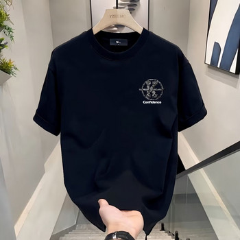 Мъжка модна графична тениска Harajuku Kpop с печат на букви Ежедневни летни хип-хоп къси ръкави с О-образно деколте Черни ризи Горнища Streetwear