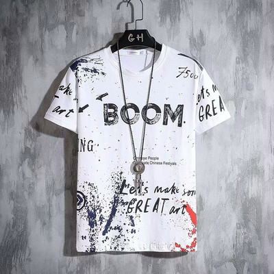 Reducere fierbinte Tricou pentru bărbați Top cu mânecă scurtă de vară Cămașă coreeană cu litere graffiti Tricouri O-Gât Îmbrăcăminte supradimensionată largi pentru bărbați 2023
