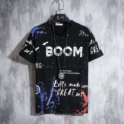 Reducere fierbinte Tricou pentru bărbați Top cu mânecă scurtă de vară Cămașă coreeană cu litere graffiti Tricouri O-Gât Îmbrăcăminte supradimensionată largi pentru bărbați 2023