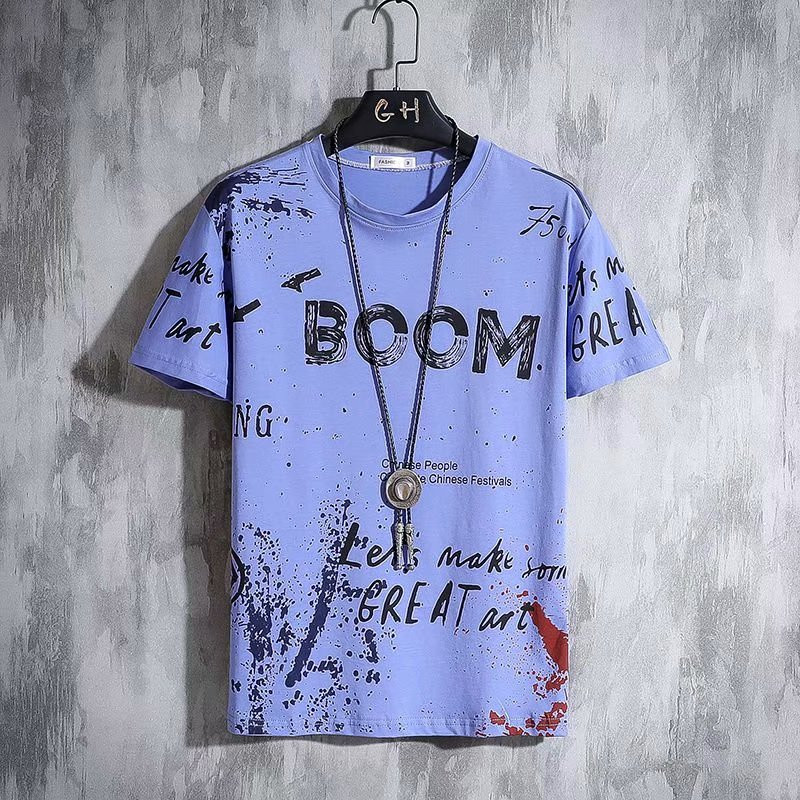 Reducere fierbinte Tricou pentru bărbați Top cu mânecă scurtă de vară Cămașă coreeană cu litere graffiti Tricouri O-Gât Îmbrăcăminte supradimensionată largi pentru bărbați 2023