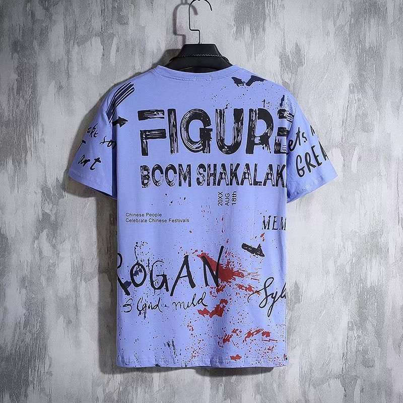 Reducere fierbinte Tricou pentru bărbați Top cu mânecă scurtă de vară Cămașă coreeană cu litere graffiti Tricouri O-Gât Îmbrăcăminte supradimensionată largi pentru bărbați 2023