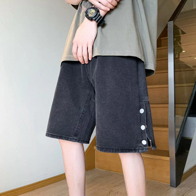 Muške ljetne tanke kratke hlače široke ravne prepone trendi ležerne trendi hlače s kopčom s pet točaka pamučni materijal