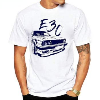 Мъжка тениска с къс ръкав, ретро риза с щампи на BMW, удобна и ежедневна бяла спортна риза, подходяща за обикновени S