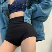 Pantaloni scurți negri skinny, femei, vară, talie înaltă, haine de stradă pentru fată, pantaloni scurți subțiri, la modă, sexy, pentru club, ocazional, pantaloni scurți drepți Nou