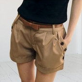 Γυναικείο καλοκαιρινό σορτς τσέπη μονόχρωμο ίσιο γυναικείο σορτς Διακόσμηση με κουμπιά πάνω από το γόνατο Ψηλόμεσο Γυναικείο κοντό παντελόνι