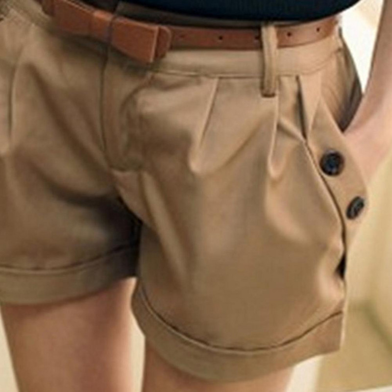 Γυναικείο καλοκαιρινό σορτς τσέπη μονόχρωμο ίσιο γυναικείο σορτς Διακόσμηση με κουμπιά πάνω από το γόνατο Ψηλόμεσο Γυναικείο κοντό παντελόνι