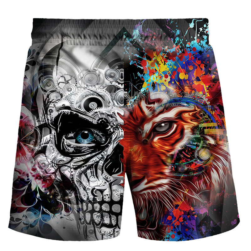 Uued püksid koljupüksid meeste gooti suvised trükitud 3D lühikesed püksid meeste hip hop vabaaja rannapüksid Bermuda ülisuured lühikesed püksid