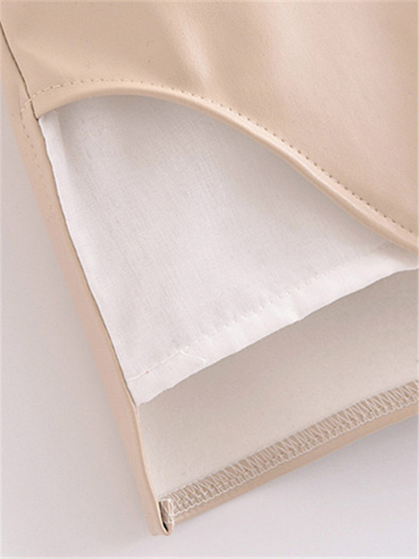 Ženske kožne kratke hlače Elegantne kratke hlače s ulošcima kontrastne boje Upijene kožne hlače s kopčanjem i patentnim zatvaračem u struku