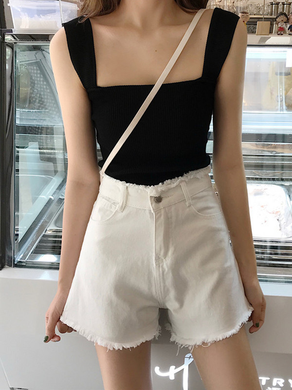 S-5xl Pantaloni scurți din blugi pentru femei de vară, la modă, cu talie înaltă, cu linie în formă de A, pantaloni fierbinți cu margine brută, ocazional, pantaloni scurți supradimensionați pentru femei