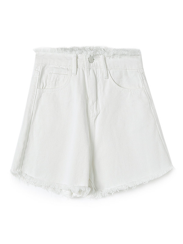 S-5xl Pantaloni scurți din blugi pentru femei de vară, la modă, cu talie înaltă, cu linie în formă de A, pantaloni fierbinți cu margine brută, ocazional, pantaloni scurți supradimensionați pentru femei