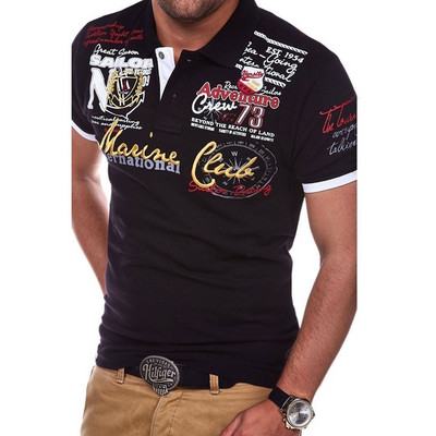 ZOGAA nyári férfi alkalmi üzleti rövid ujjú póló divatos hajtóka karcsú szabású pólóingek