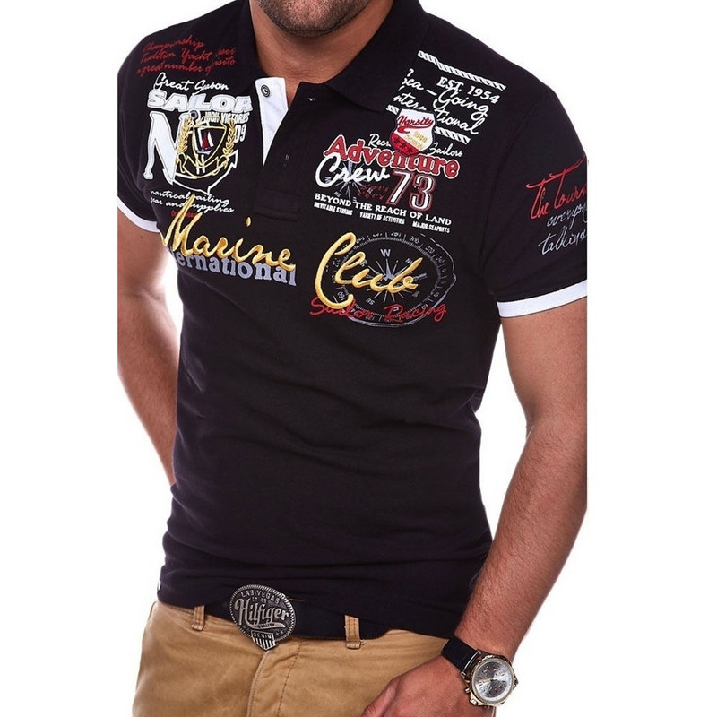 ZOGAA nyári férfi alkalmi üzleti rövid ujjú póló divatos hajtóka karcsú szabású pólóingek