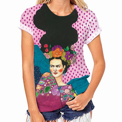 Suvised O-kaelusega T-särgid Naine Naiste portreetrükk Topid Riietus Mood Lühikesed varrukad Tänavarõivad Naiste suures suuruses T-särgid