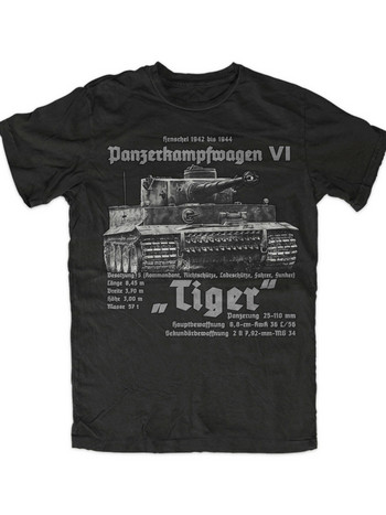 Танкова тениска King Tiger от WW2 на Wehrmacht Tank Force. Лятна памучна мъжка тениска с къс ръкав и О-образно деколте Нова S-3XL