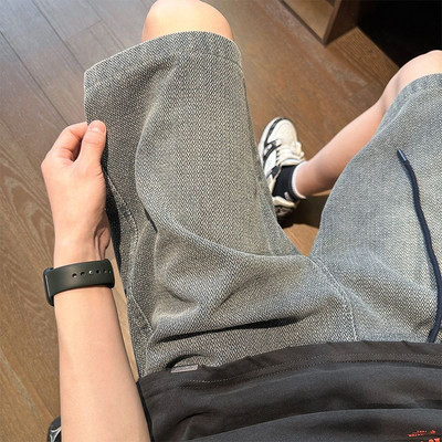 Pantaloni scurți subțiri din denim de vară, îmbrăcăminte exterioară largi pentru bărbați, ocazional, cu personalitate de stradă, pantaloni în cinci puncte, haine pentru bărbați