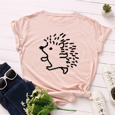 Majica velikih veličina S-5XL Nova ženska majica kratkih rukava s printom ježa Ženske košulje O izrezom kratkih rukava Ljetne majice Ženska majica